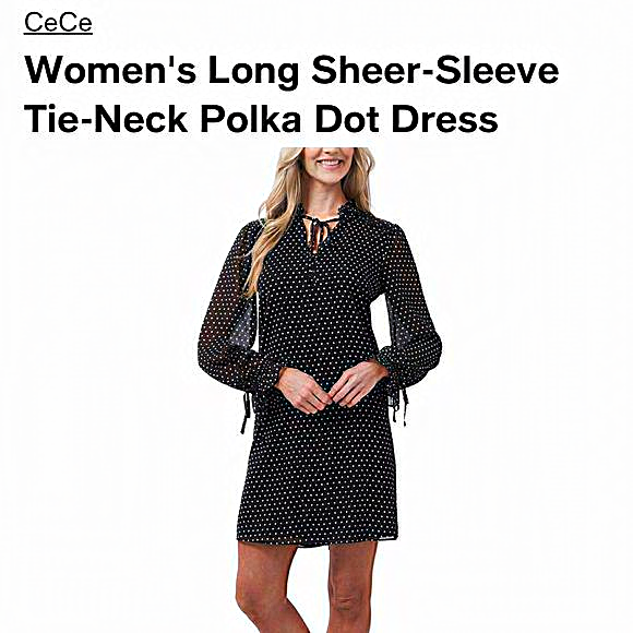 NWOT Cece Women's Black shift dress with white polka dots - XL -‎ cute w belt - Picture 1 of 10